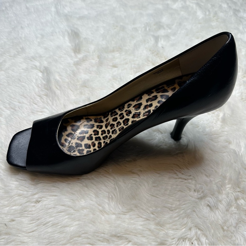 Tahari Peep-Toe Heels Black & Leopard Print Size 9.5 - Picture 7 of 16